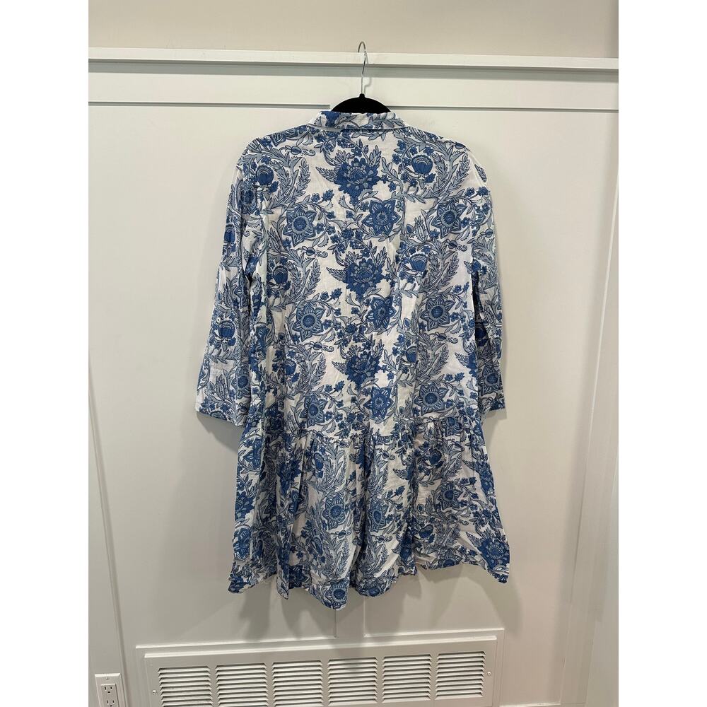 Tuckernuck Exclusive Ro’s Garden Blue Leticia Deauville Mini Dress Size L - Picture 3 of 7